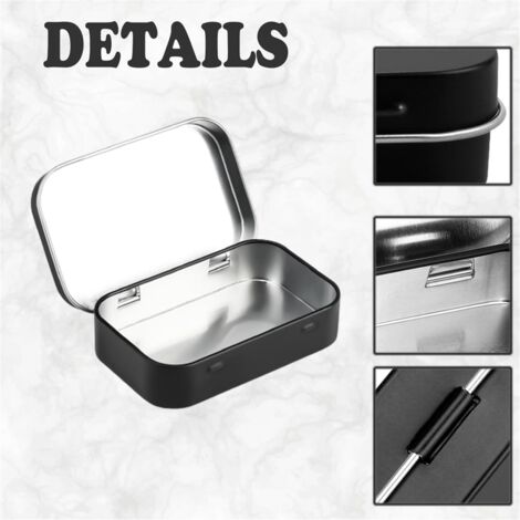Stck kleine Aufbewahrungsboxen mit Deckel, rechteckige kleine Blechdosen,  Metallbox mit Deckel, kleine Blechdose fr die Aufbewahrung zu Hause,  Schwarz