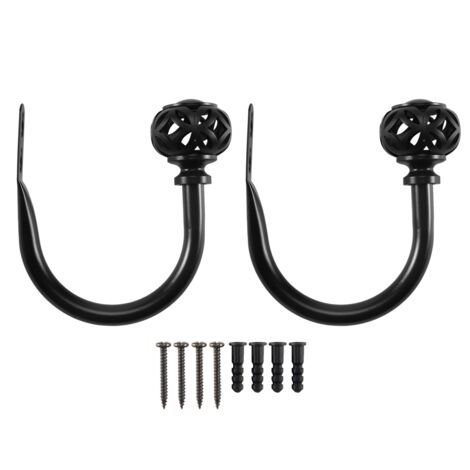 2 Kristall-Vorhanghalter Aus Metall – Wandmontage, Schwarze Beschichtung, 8,6 X 2,7 Cm