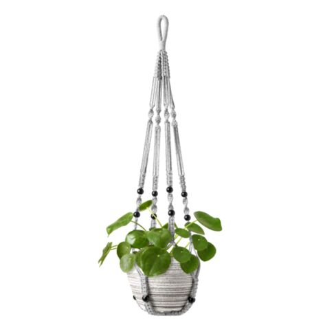 2er-Set Makramee-Pflanzenhänger Aus Nylon – Stylische Wandhalter Für Blumentöpfe Innen & Draußen, 99 Cm Lang, Weiß