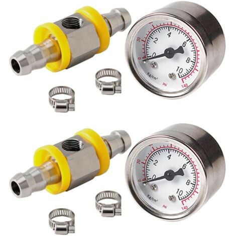 Giilayky Kraftstoffdruckmessgerät - 140 PSI Manometer Mit T-Adapter 1/8 NPT