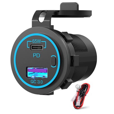 PNGKNYOCN 12V Motorrad Dual-USB-Ladegerät Mit Voltmeter - Wasserdichte Ladesteckdose Für Handy & GPS