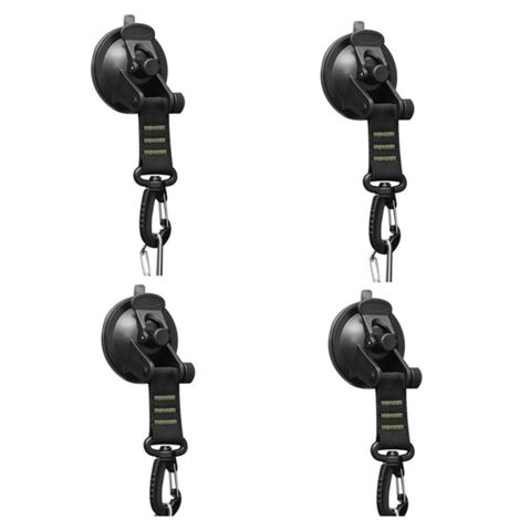 Produktbild von 4x Saugnapfhaken Set – Mit 8 S-Haken, 40 Kg Tragkraft, Ø 13 Cm – Für Wohnmobil, Camping, Markise & Glas – Rot/schwarz