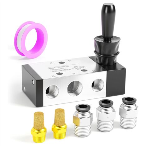 Wisboey 5/3-Wege Pneumatik-Handventil 4H230C-08 – 1/4 NPT, Manuelle Push-Pull-Steuerung, 25–116 PSI