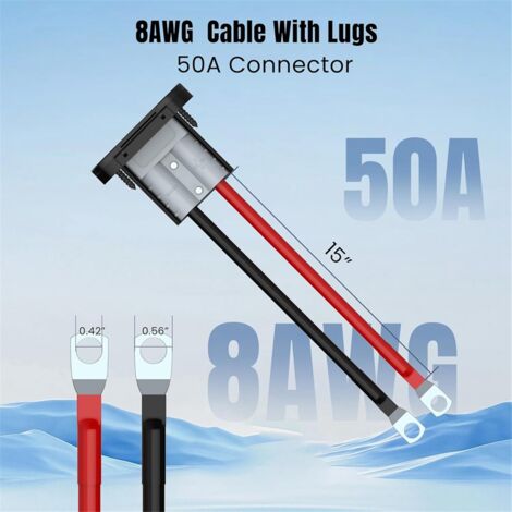 Anderson-Stecker 50A – 8 AWG Batterie-Schnellanschluss, 0,5 M (1,64 Ft) Kabel, Für Winden, Gabelstapler & Wohnmobil – Robust & Flammhemmend