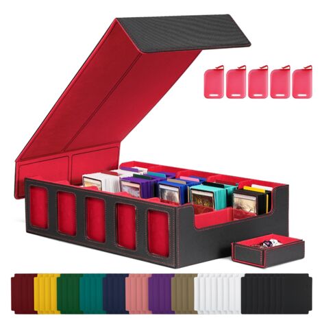 Lederne Sammelkarten-Box Mit Magnetverschluss – Für MTG, TCG, Bis Zu 3000 Karten, Mit Display-Slots Und 24 Trennern