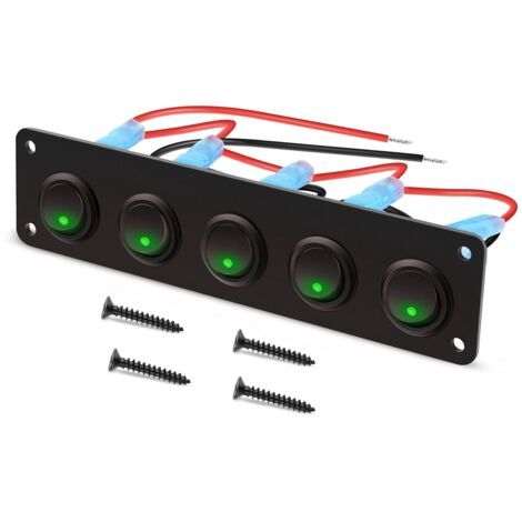Wasserdichter Wippschalter Mit Grüner LED 12V/24V Für Auto, Van, Boot – Ein/Aus Schalter, Grün Leuchtend, 5 Oder 7 Pins