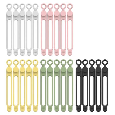 20 Silikon-Kabelbinder Wiederverwendbar - Elastische Kabelorganizer Zum Bündeln