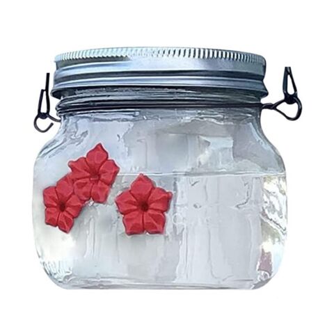 Auslar Kolibri-Futterspender Aus Glas - Rot, 473ml, Mit 5 Blumenöffnungen & Ameisenschutz, Für Draußen, Wetterfest