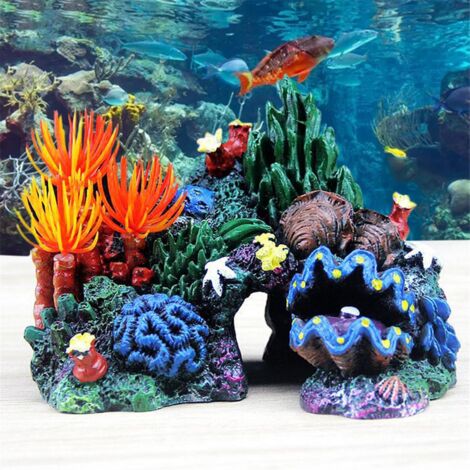 Oamore Aquarium Koralle Deko – Lebensechte Harzkoralle 21,5x15x14cm, 1450g – Weiches Gummimaterial, Sicher & Langlebig – Für Fisch-Tank & Zuhause