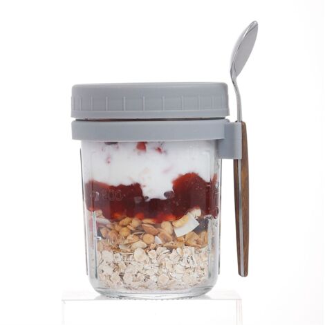 Overnight Oats Gläser Mit Holzdeckel – 4x 500 Ml, Luftdicht & Auslaufsicher – Inkl. 8 Etiketten & Marker – Für Meal Prep, Marmelade, Salat & Smoothies Beschriftbare Gläser