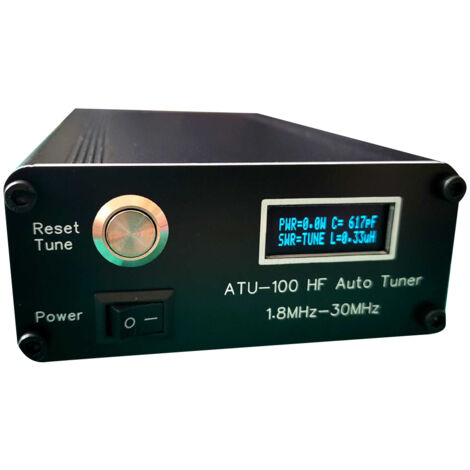 Tuner d'antenne automatique Hamgeek ATU-100 Pro+ amélioré, tuner d'antenne ondes courtes 120W avec écran de 0,96 pouces
