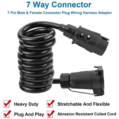 7-poliges Anhänger-Verlängerungskabel 2,5 M – ISO 1724, Alu-Stecker, Rein-Kupferkern, PVC-Mantel, Für 12V/24V, Europäische Fahrzeuge, Wohnwagen & Fahrradträger