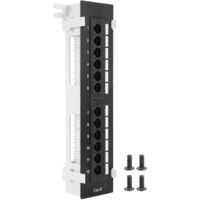 Fuhjythy CAT6 Patchpanel 12-fach – RJ45, Wandmontage, Metall, Mit Kabelbindern – Für Netzwerk-Verkabelung