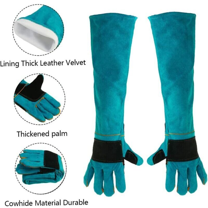 Guanti Da Saldatore In Pelle Con Maniche Lunghe 60 Cm - Resistenti Al Calore E All'Abrasione - Foto 11