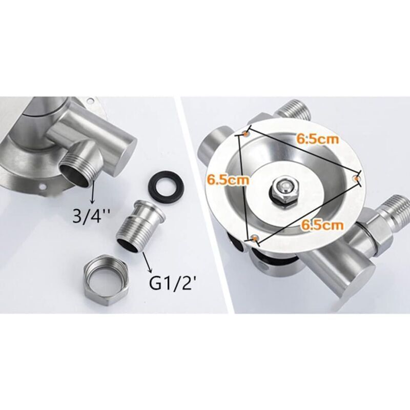 Rubinetto Vasca Da Bagno Fitting Idraulico G1/2 Miscelatore Per Doccia - Valvola Con Filettatura G1/2, In Ottone Cromato, Per Acqua Calda E Fredda Colonna Doccia Rubinetto Doccia Da Muro