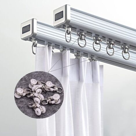 Blanc Rail Glisseur Crochet De Rideau, 10/20/50 Rails De Rideaux En Plastique À Double Roulettes, Roue De Poulie, Poulie De Rideau Silencieux, Accessoires Rideaux Pour Bain Chambre Armoire(10 PCS