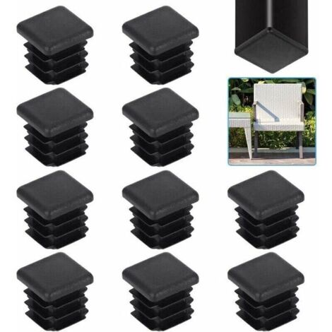 36 Tapones De Láminas De 20 X 20 Mm, Tubo Cuadrado Negro