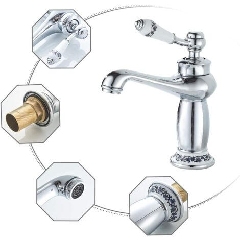 Bathroom Faucet, Chrome Single Lever Bathroom Mixer Tap, for Bathroom Sink or Basin, Adjustable Hot and Cold Sink Mixer Tap