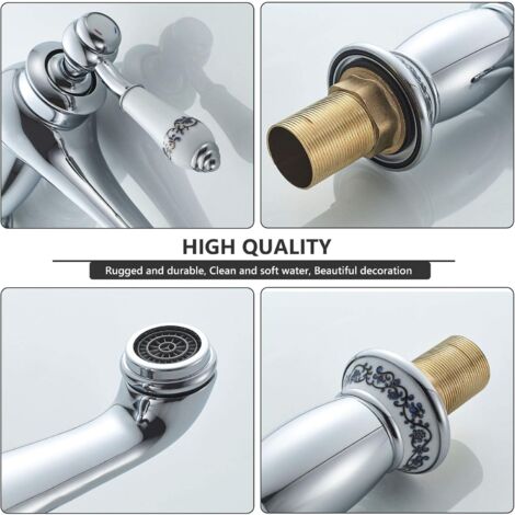 Bathroom Faucet, Chrome Single Lever Bathroom Mixer Tap, for Bathroom Sink or Basin, Adjustable Hot and Cold Sink Mixer Tap