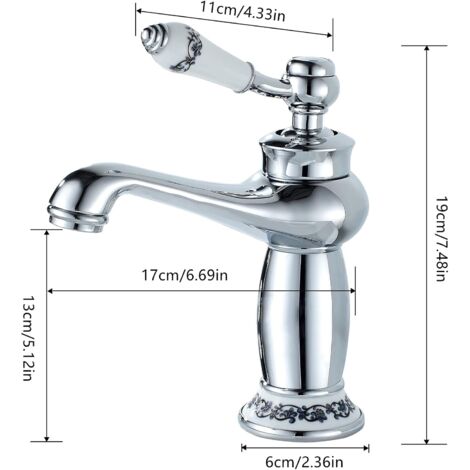 Bathroom Faucet, Chrome Single Lever Bathroom Mixer Tap, for Bathroom Sink or Basin, Adjustable Hot and Cold Sink Mixer Tap