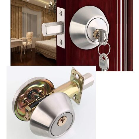 interior lock Tubular mortise lock 2 entries, Brass + Stainless steel, three keys