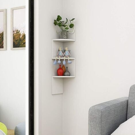 Wall Mounted Corner Shelves, 5 Tier Classic Radial Corner Wall Shelf for Bookcase Shelf Storage (Color : White)