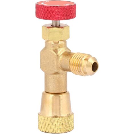 Flow Control Valve, R410A Refrigerant Charging Valve 1/4'' - 5/16'' Brass Adapter Flow Regulator Ball Valve for Refrigerant Charging Hose