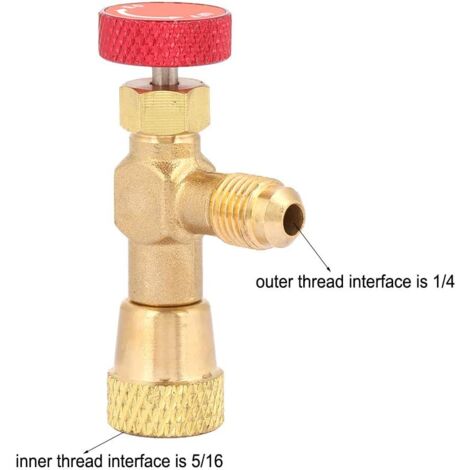 Flow Control Valve, R410A Refrigerant Charging Valve 1/4'' - 5/16'' Brass Adapter Flow Regulator Ball Valve for Refrigerant Charging Hose