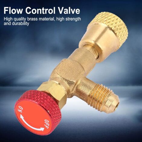 Flow Control Valve, R410A Refrigerant Charging Valve 1/4'' - 5/16'' Brass Adapter Flow Regulator Ball Valve for Refrigerant Charging Hose