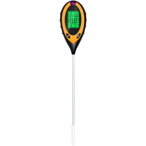 Soil PH Meter, 4-in-1 Soil Moisture/Light/pH/Temperature Tester Gardening Tool Kits for Yard, Battery Included, Yellow