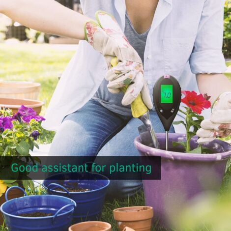 Soil PH Meter, 4-in-1 Soil Moisture/Light/pH/Temperature Tester Gardening Tool Kits for Yard, Battery Included, Yellow