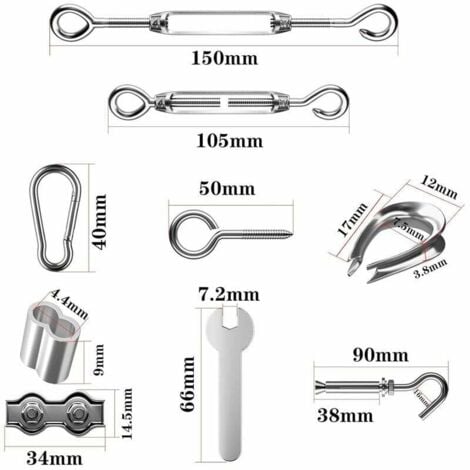 30m Stainless Steel Hanging Rope Kit, 2mm Coated Stainless Steel Cable with Turnbuckle and Hooks, for Light Hanging, Climbing Plant, Clothesline, Pergola Curtain, Railing.