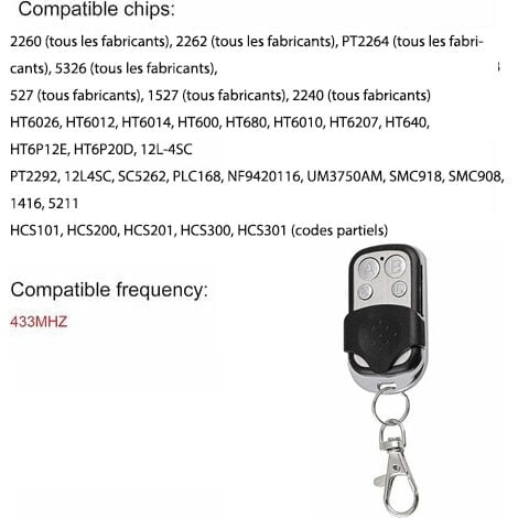 Set of 3 universal remote controls, with fixed code, with frequency of 433.92 MHz, for automatic gates