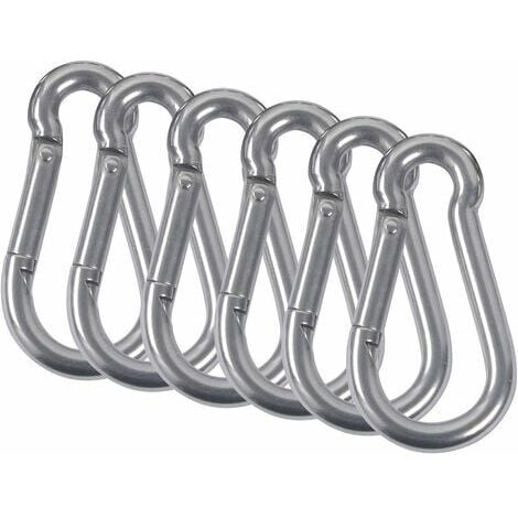 M5 Carabiners 304 Stainless Steel Firefighter Spring Carabiner with Snap Hook for Camping Hiking Hammock Swing 6Pcs