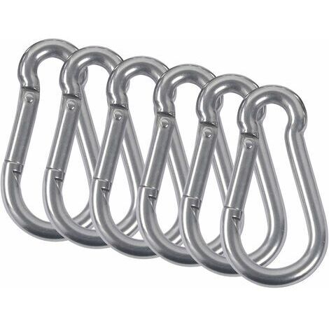 M5 Carabiners 304 Stainless Steel Firefighter Spring Carabiner with Snap Hook for Camping Hiking Hammock Swing 6Pcs
