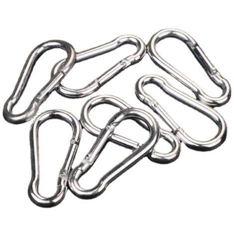 M5 Carabiners 304 Stainless Steel Firefighter Spring Carabiner with Snap Hook for Camping Hiking Hammock Swing 6Pcs