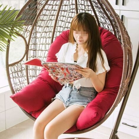 Hanging Egg Chair Hammock Mat Chair Cushion Seat Removable Cover for Patio Garden, Great Comfort (Burgundy)This is a gondola mat (not include the gondola)