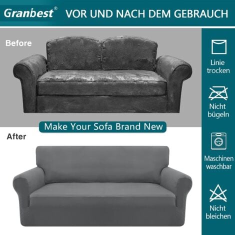 Seater Stretch Sofa Cover Super Soft Spandex Couch Cover for Dogs, Pet Sofa Slipcover Furniture Protector with Elastic Bottom (3 Seater, Light Grey)