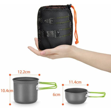 Camping Cookware Kit, Camping Cookware Set with Mini Gas Stove Ultralight Aluminum Camping Frying Pan for 1-2 Person Fishing/Survival/Hiking/Outdoor/Picnic