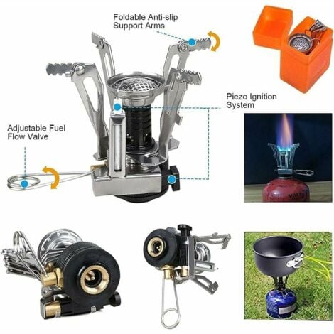 Camping Cookware Kit, Camping Cookware Set with Mini Gas Stove Ultralight Aluminum Camping Frying Pan for 1-2 Person Fishing/Survival/Hiking/Outdoor/Picnic