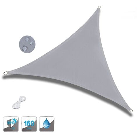 Triangular sun sail with fixing set 3.6x3.6x3.6m, ivory