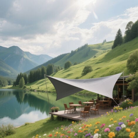 Triangular sun sail with fixing set 3.6x3.6x3.6m, ivory