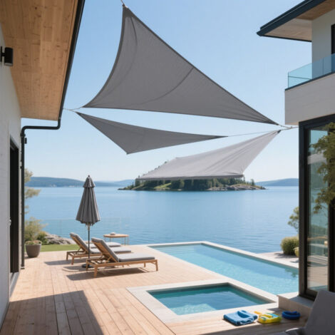 Triangular sun sail with fixing set 3.6x3.6x3.6m, ivory