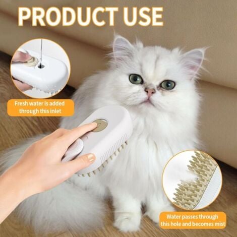 Steam Brush for Dogs and Cats, 3-in-1 Spray Massage Comb for Long/Short Hair Cats, Dog Brush, Cat Steam Brush, Ideal for Massage, Grooming (A)