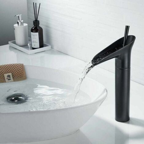 Black bathroom faucet, waterfall faucet, black basin mixer, retro single lever basin faucet, brass bathroom faucet, hand wash faucet, sink faucet