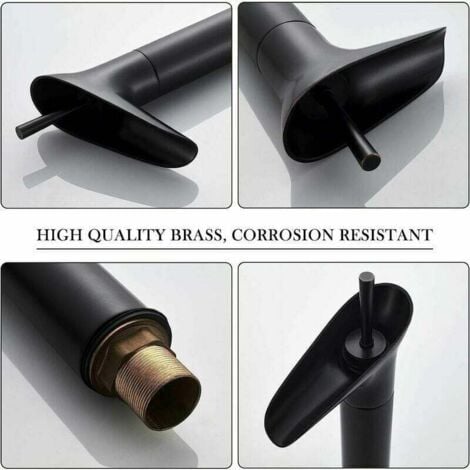 Black bathroom faucet, waterfall faucet, black basin mixer, retro single lever basin faucet, brass bathroom faucet, hand wash faucet, sink faucet
