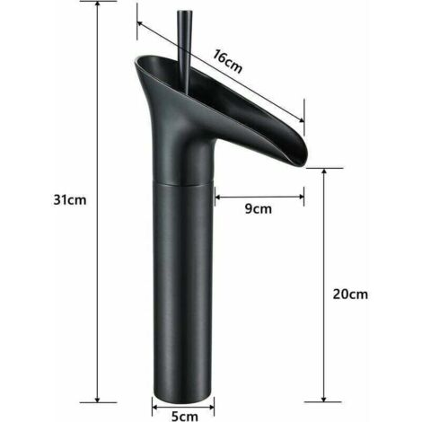 Black bathroom faucet, waterfall faucet, black basin mixer, retro single lever basin faucet, brass bathroom faucet, hand wash faucet, sink faucet