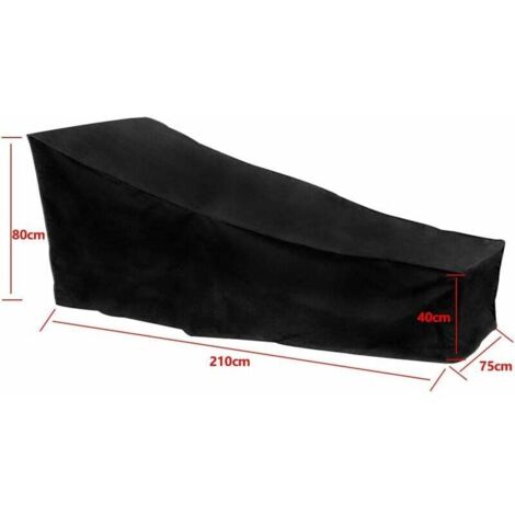 Garden Lounger Cover with Air Vents, Waterproof, Windproof, Anti-UV, Heavy Duty 420D Oxford Fabric Sun Lounger Cover, Deckchair (200x75x40/70cm) - Black