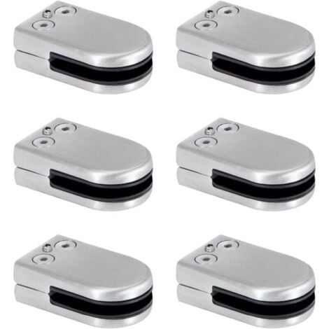 [NEVER USED] Glass Clamp, Stainless Steel Glass Clamp, 6-8 mm, Glass Clamp Brackets, Adjustable Glass Clamp, Flat Back, Connection for Balustrade Stair Handrail, 6 Pack