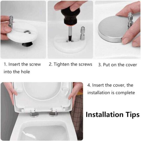 [NEVER USED] Universal fixing, toilet seat fixing hinges, rubber dowels, toilet lid, toilet seat, fixed screws, toilet seat hinges, nuts, bolts, lid, toilet repair part
